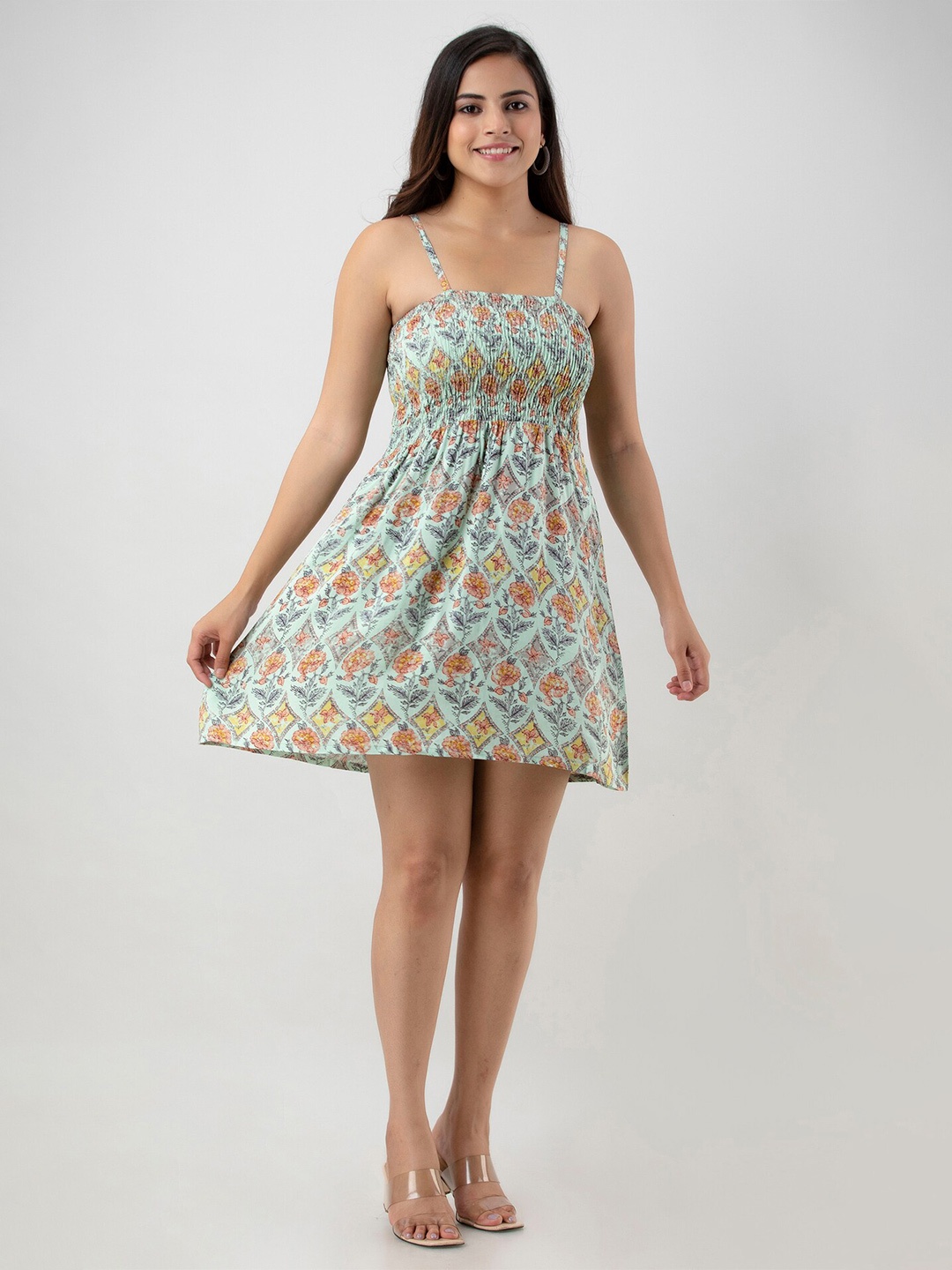 

Aawari Green Floral Empire Dress