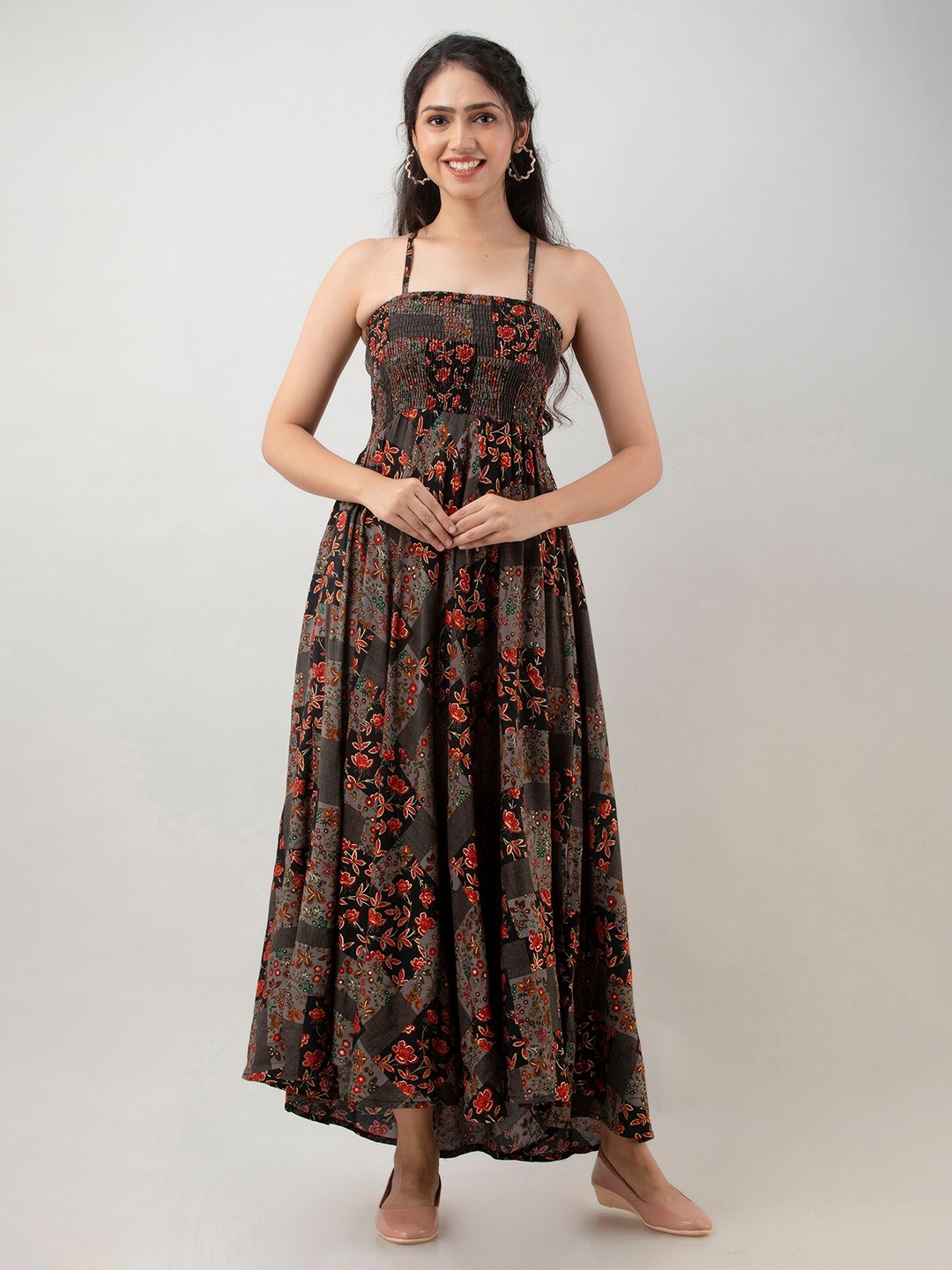 

Aawari Black Floral Maxi Maxi Dress