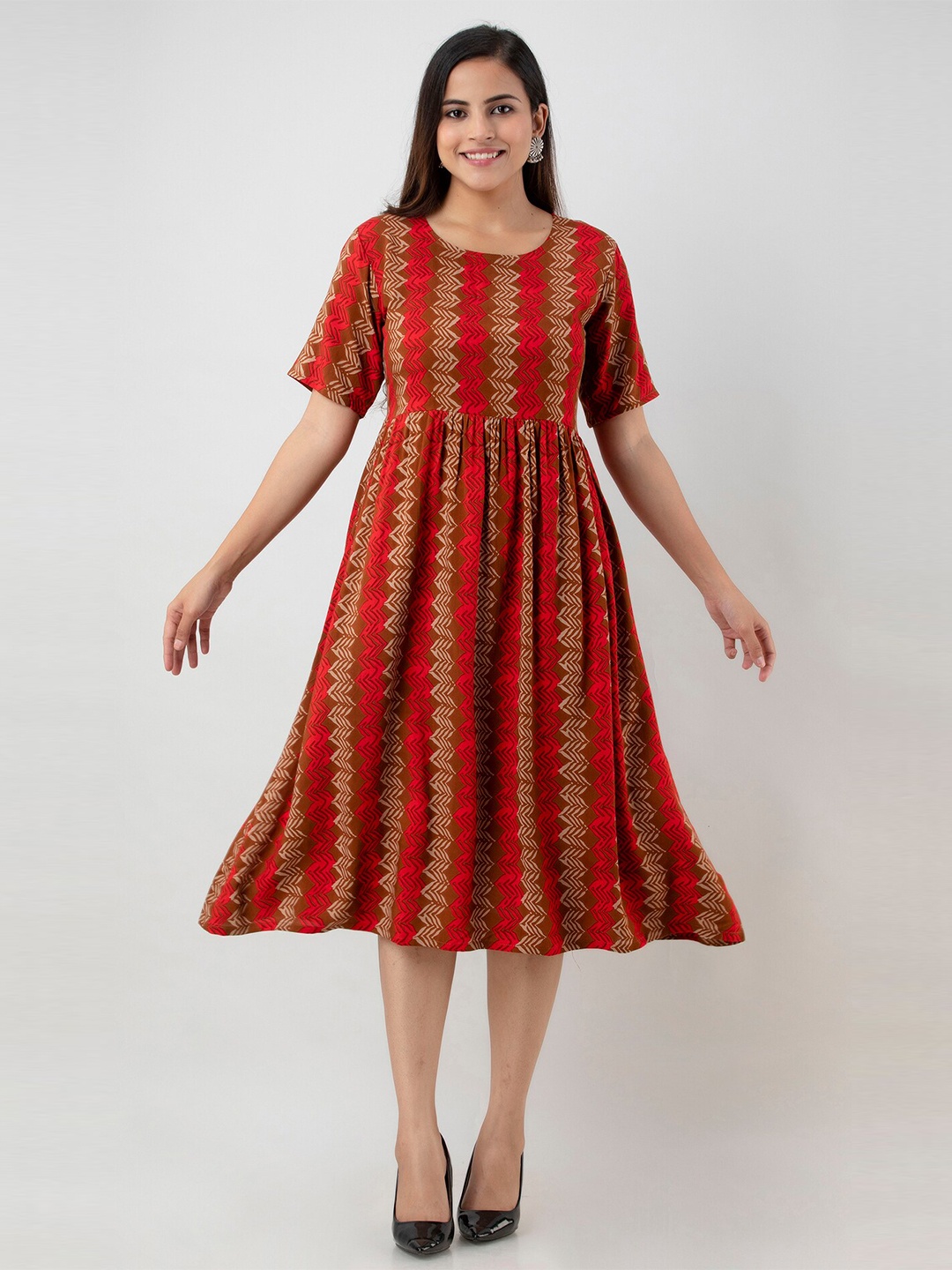 

Aawari Red Tribal Midi Dress