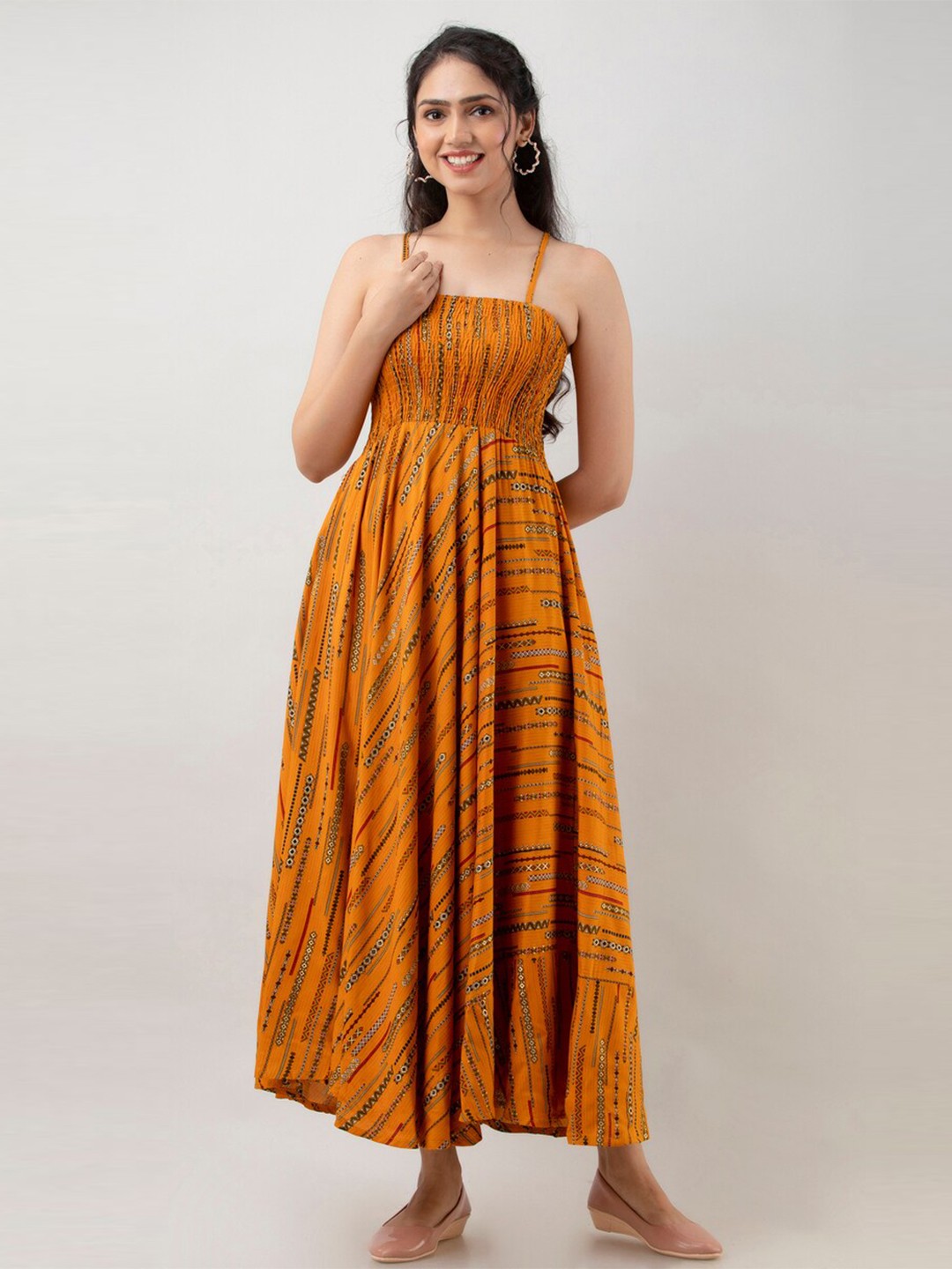 

Aawari Mustard Yellow Maxi Maxi Dress