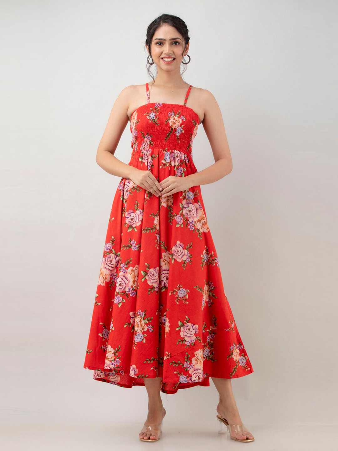 

Aawari Red Floral Midi Dress