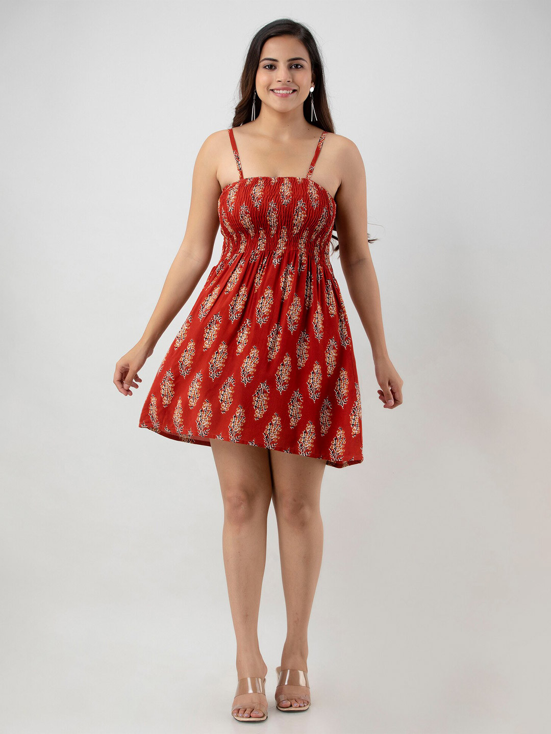 

Aawari Red Floral A-Line Dress