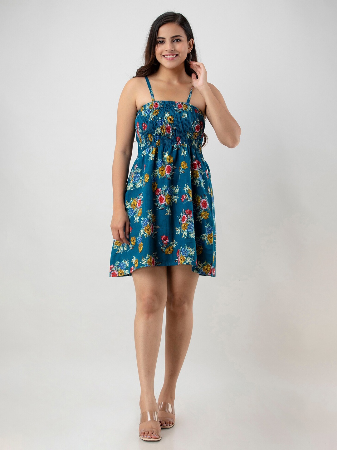 

Aawari Blue Floral A-Line Dress