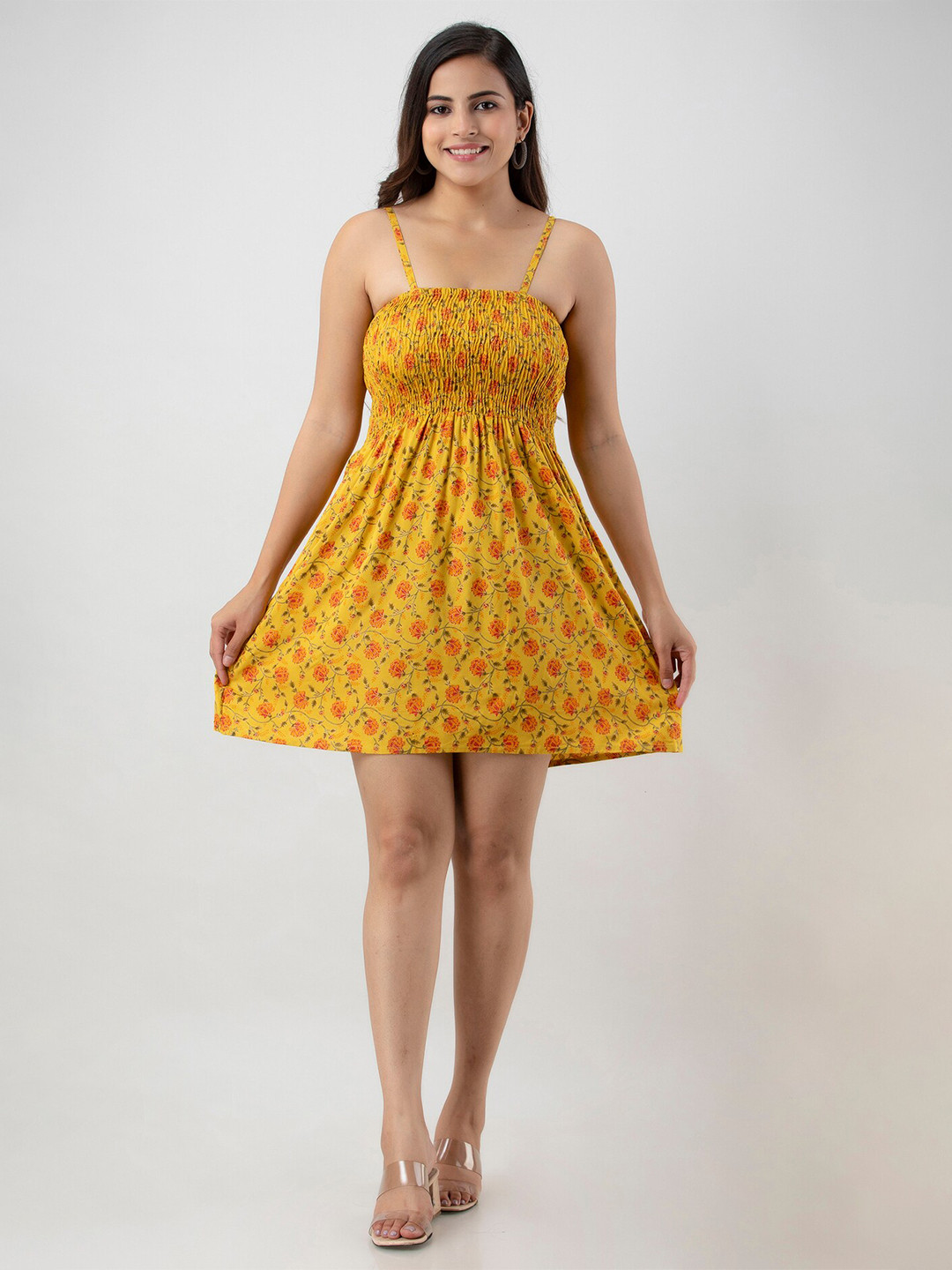 

Aawari Mustard Yellow Floral Dress