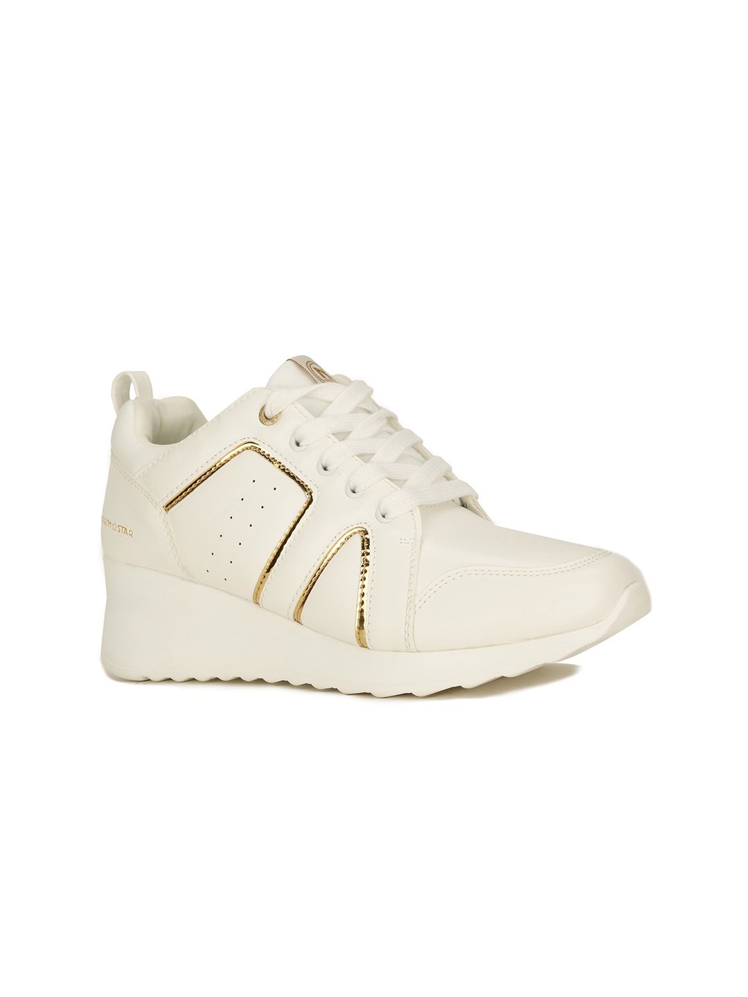 

North Star Women White & Gold Solid Lace-Ups Sneakers