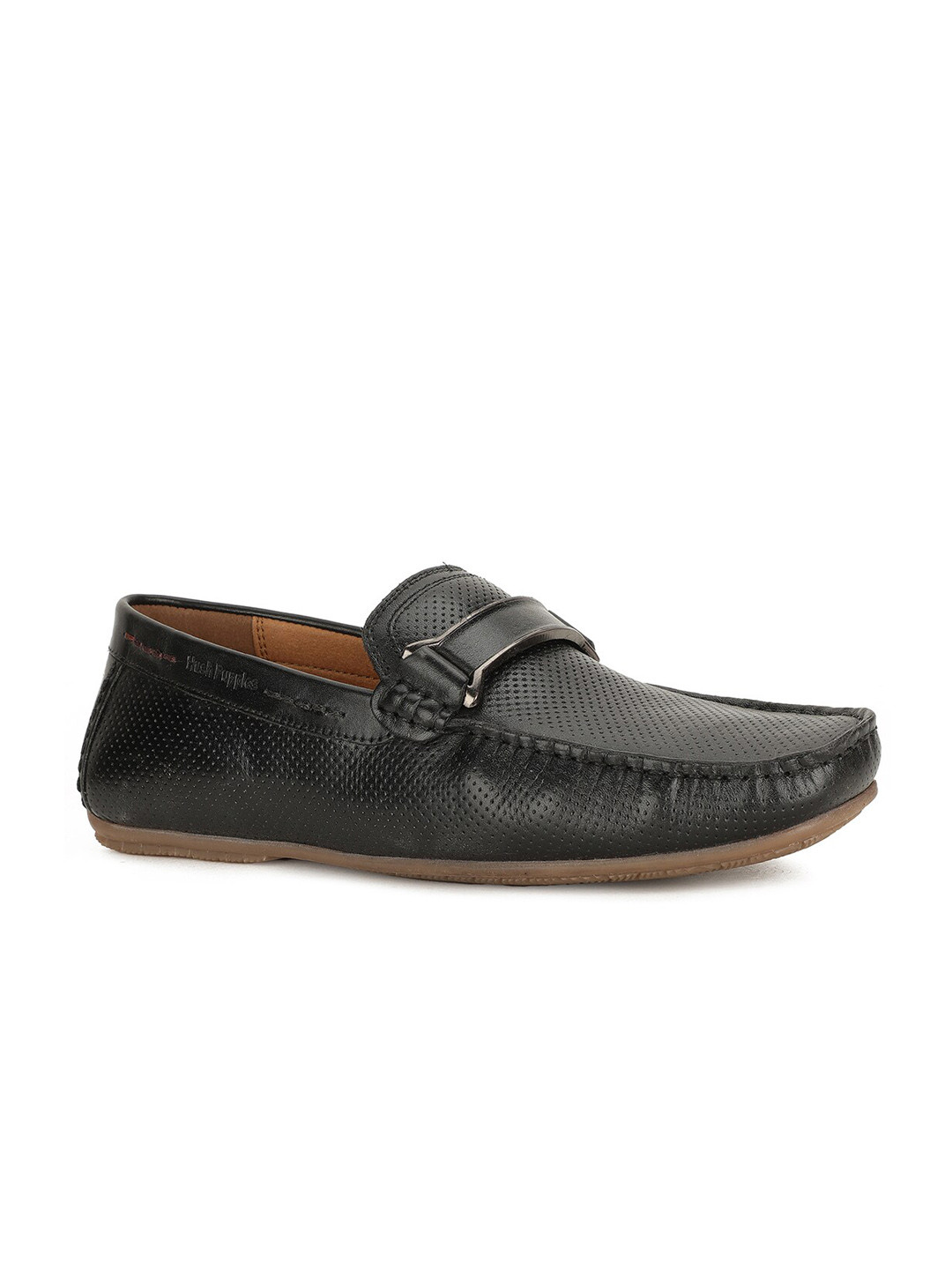 

Hush Puppies Men Textured Leather Loafers, Black