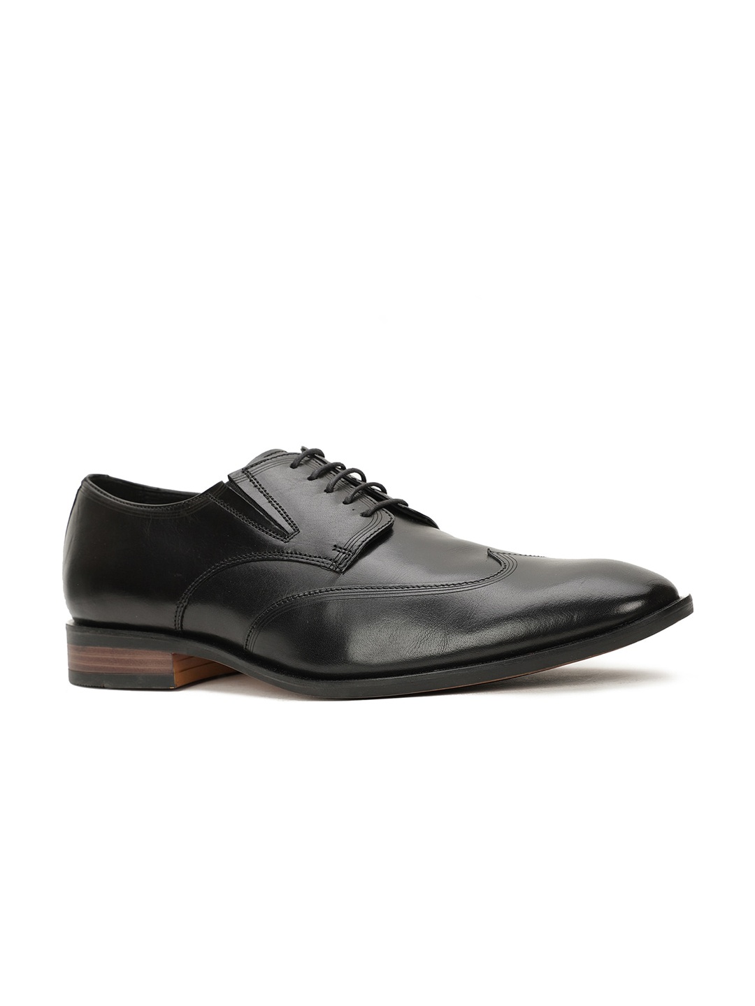

Hush Puppies Men Black Solid Leather Derbys Formal Shoes