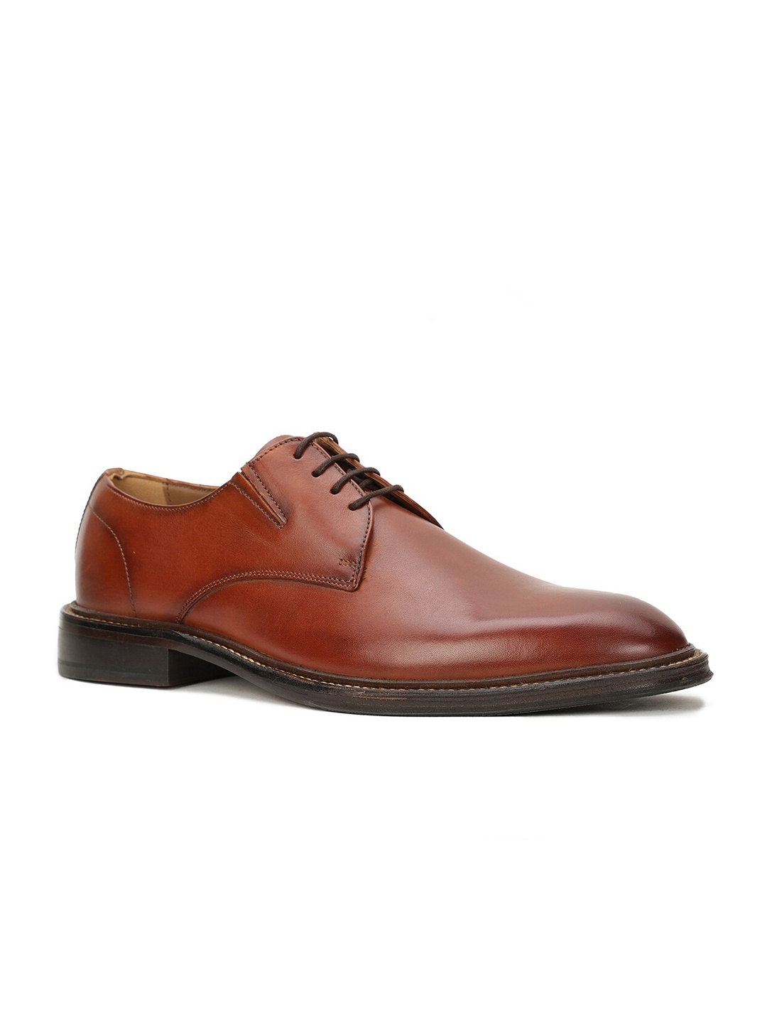 

Hush Puppies Men Tan Solid Leather Formal Derbys