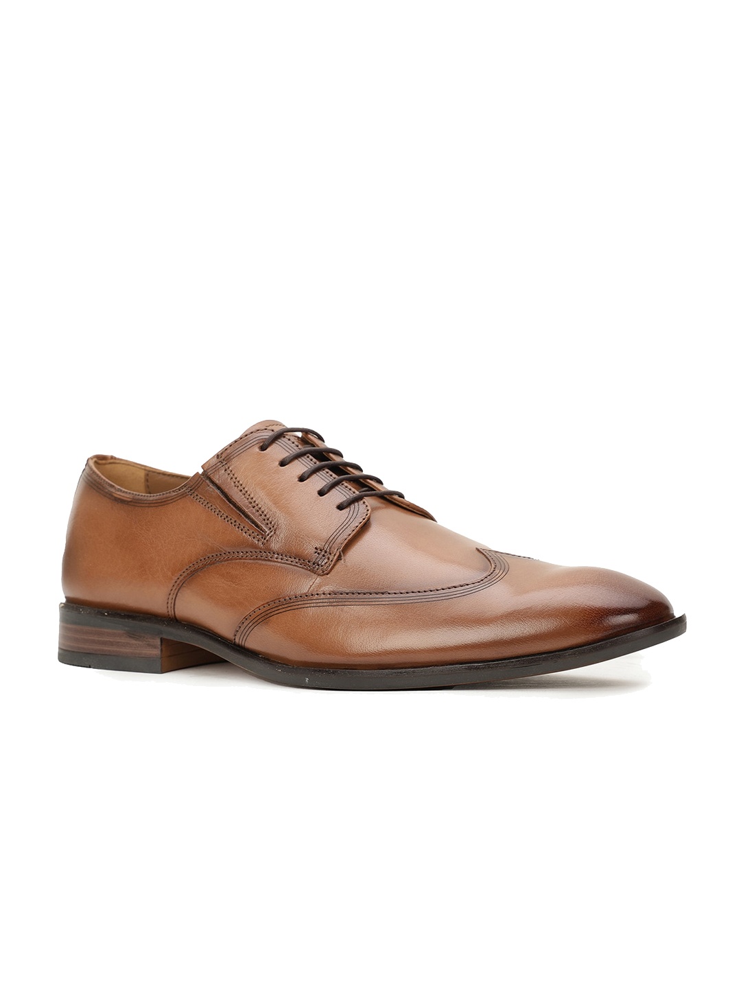 

Hush Puppies Men Tan Solid Leather Formal Derbys