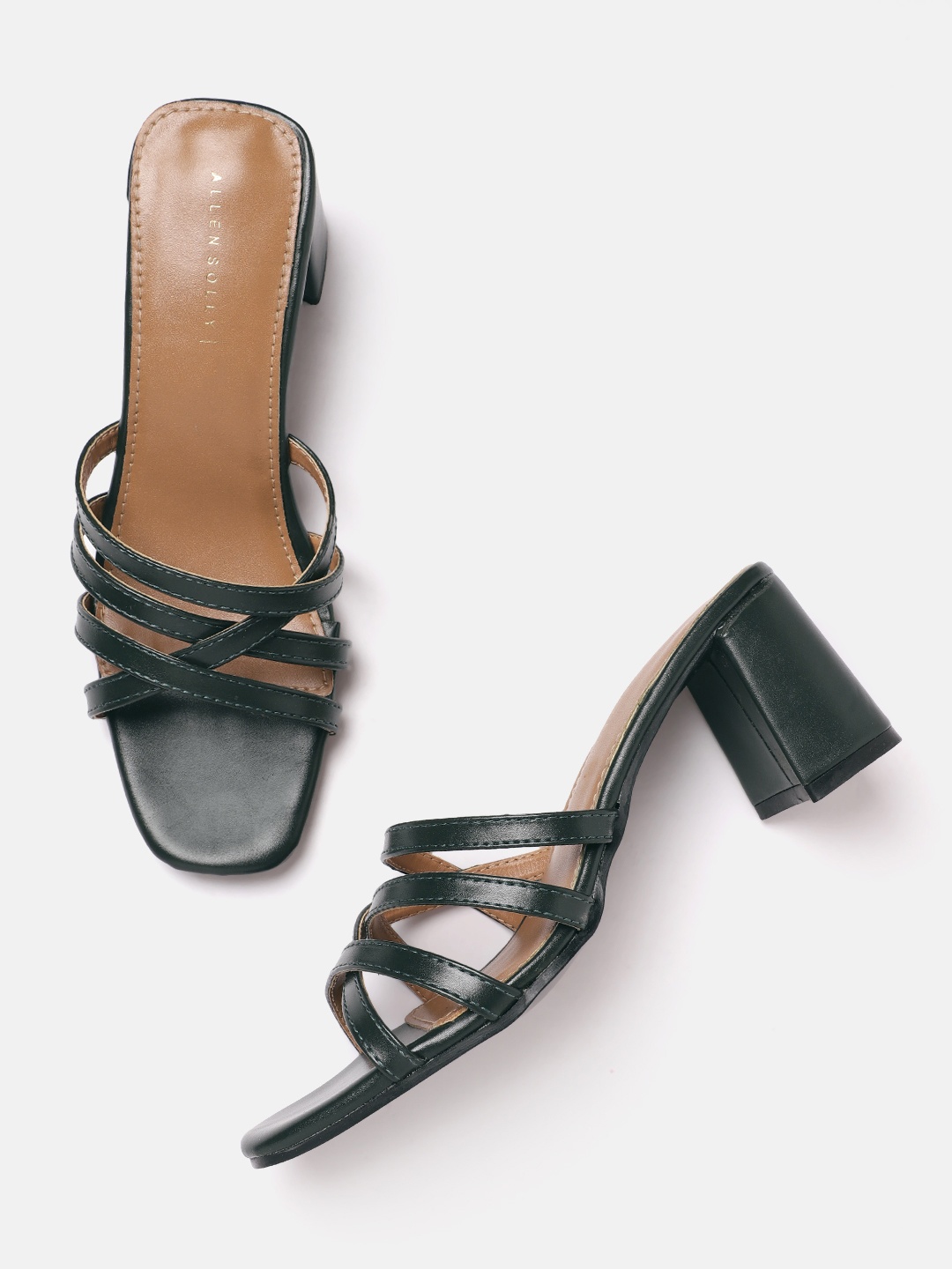 

Allen Solly Women Cross Straps Block Heels, Green