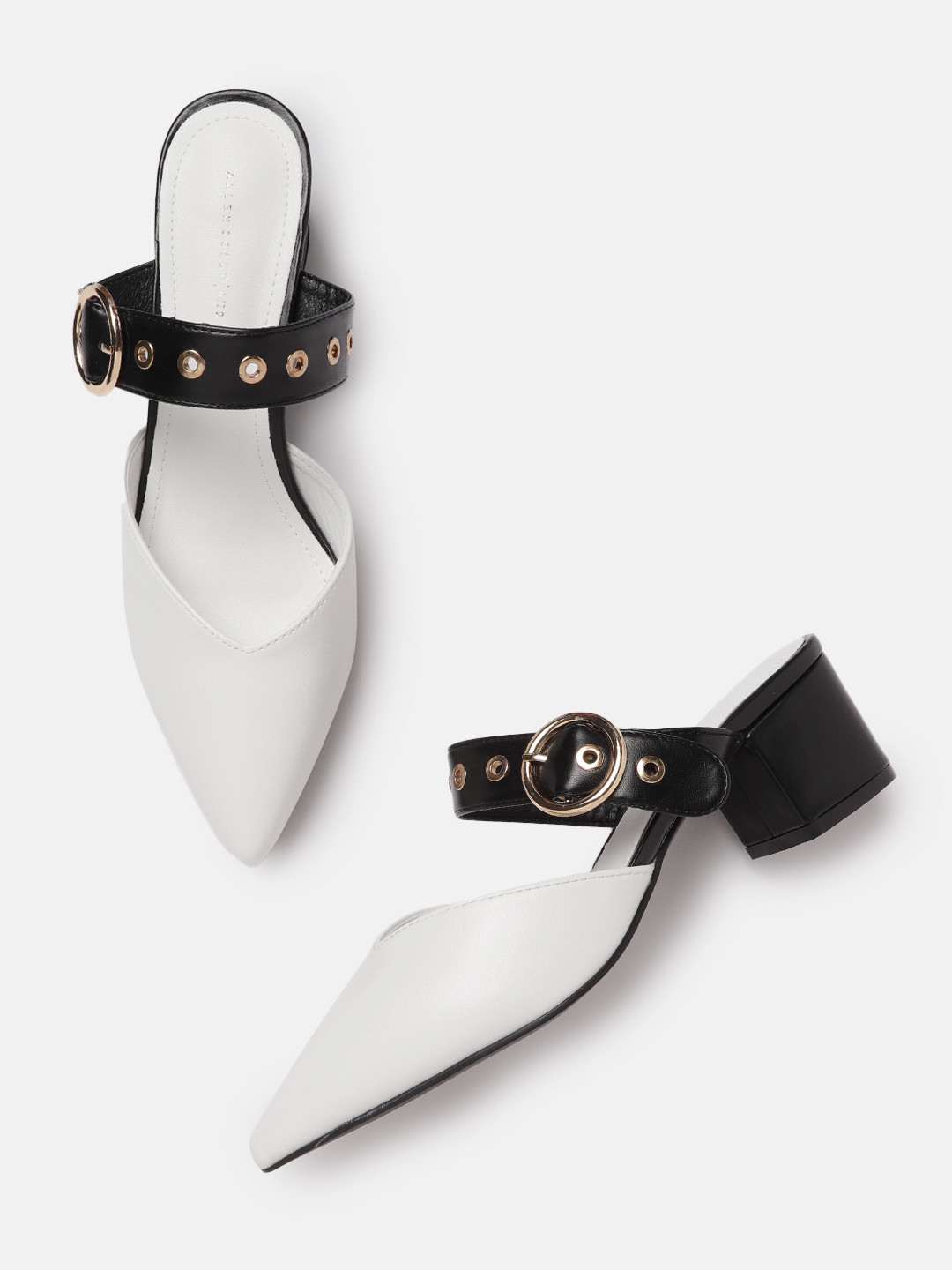 

Allen Solly White & Black Colourblocked Block Pumps