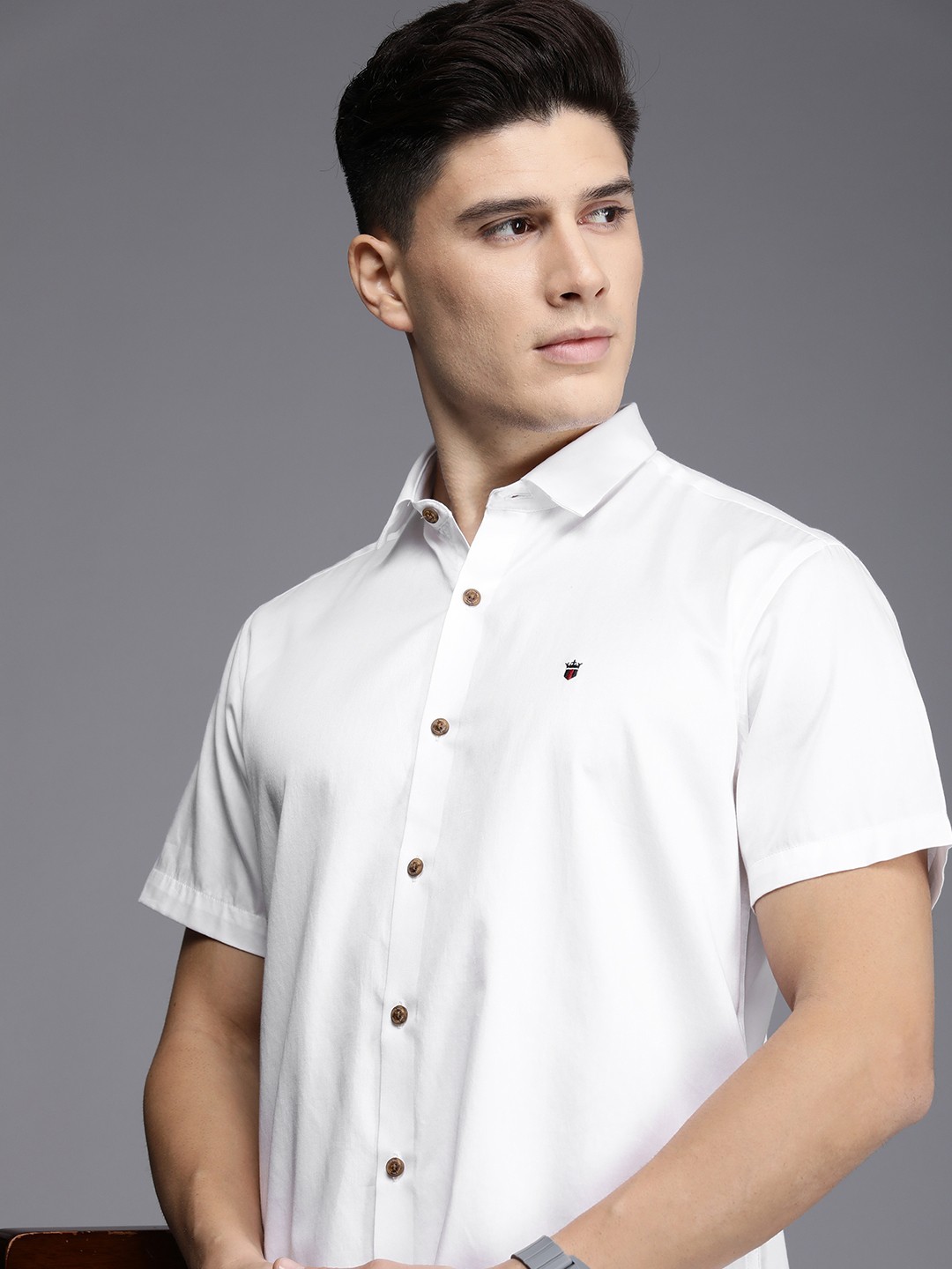 

Louis Philippe Jeans Men Solid Slim Fit Pure Cotton Casual Shirt, White