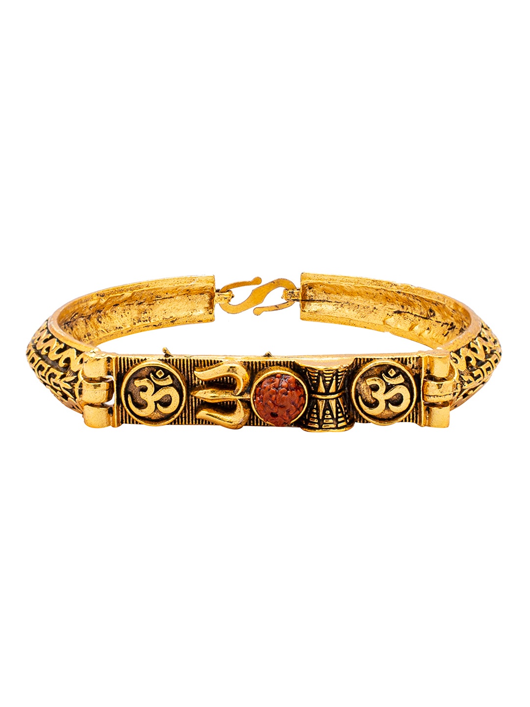 

bodha Men Gold-Plated & Red Brass Antique Kada Bracelet
