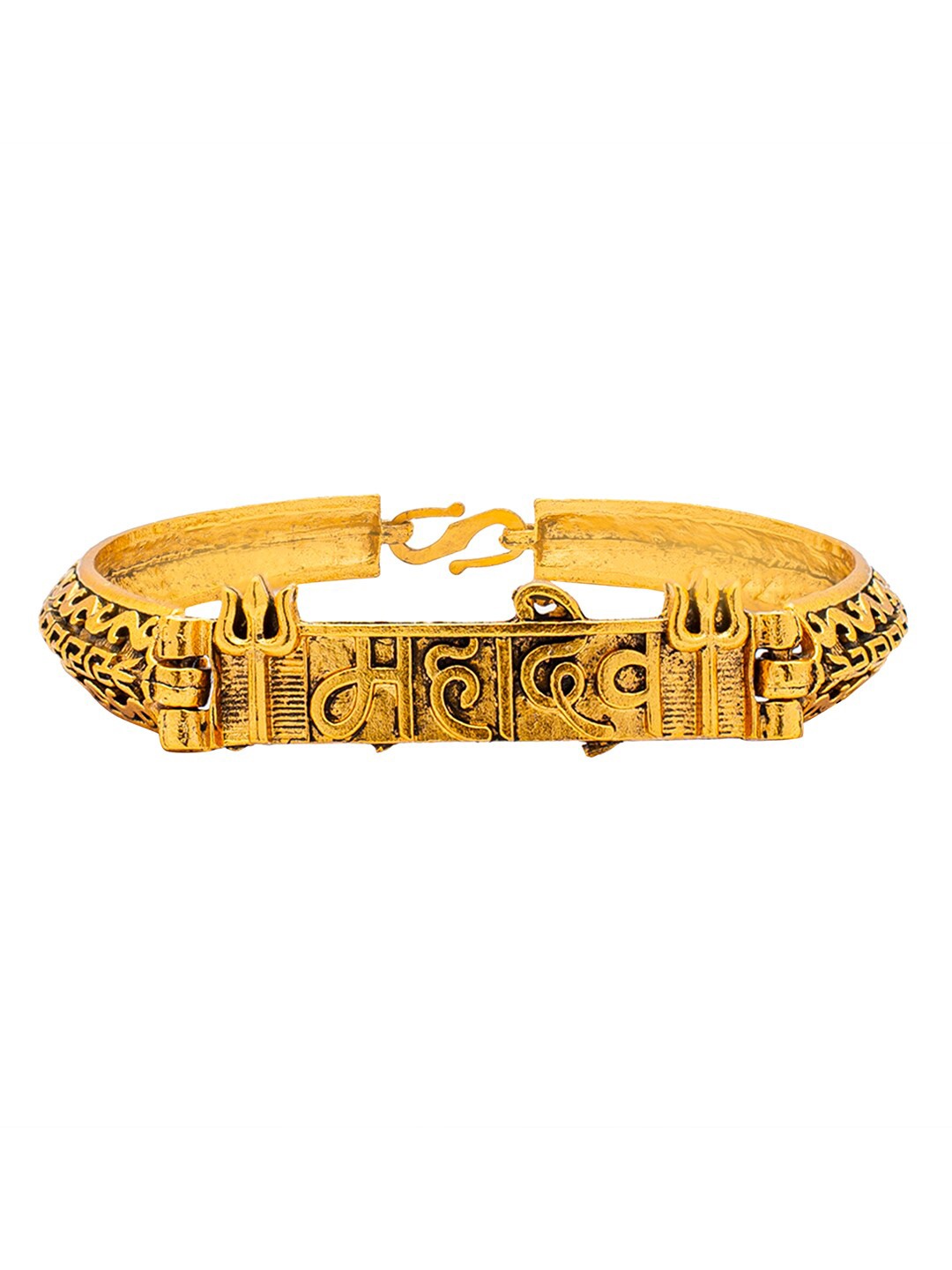 

bodha Men Gold-Toned Brass Antique Gold-Plated Kada Bracelet