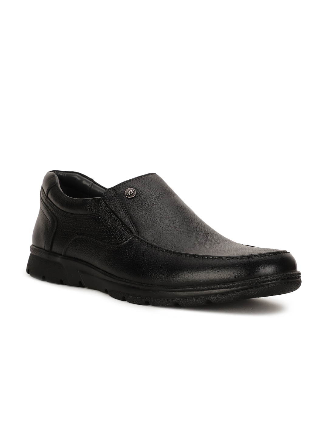 

Bata Men Black Solid Leather Formal Slip-On Shoes