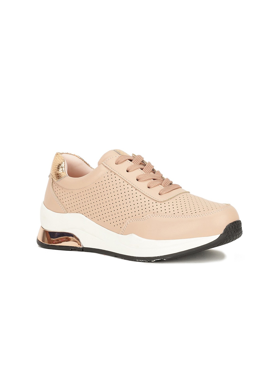 

Bata Women Peach-Coloured Perforations PU Sneakers