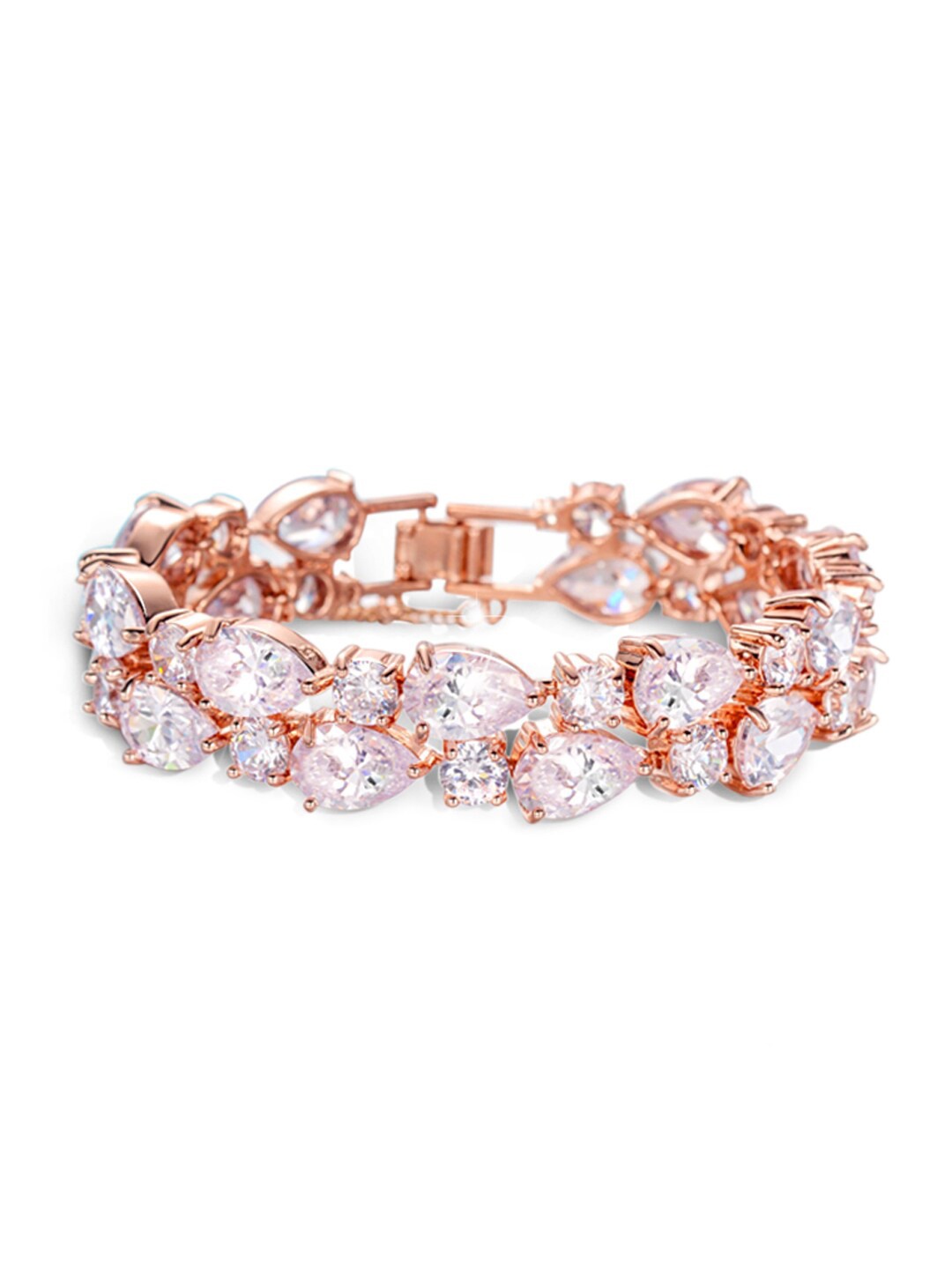 

Designs By Jewels Galaxy Women Rose Gold & White Brass Cubic Zirconia Rose Gold-Plated Wraparound Bracelet