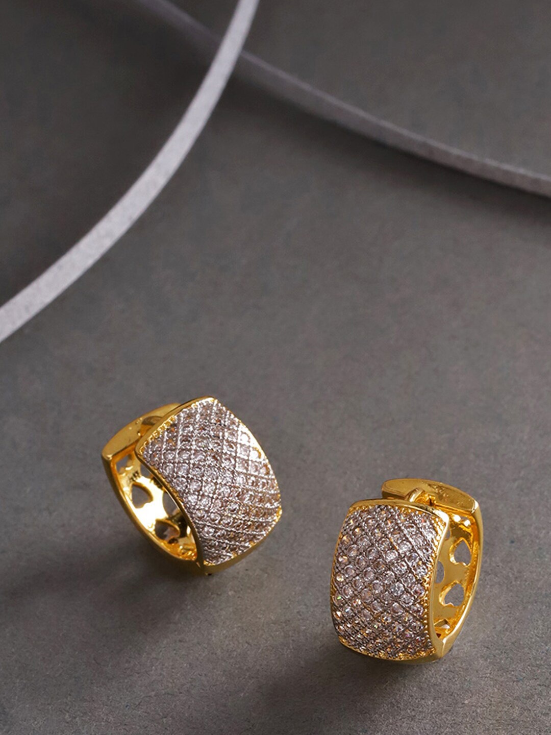 

Designs By Jewels Galaxy Gold-Plated Spherical Hoop Earrings