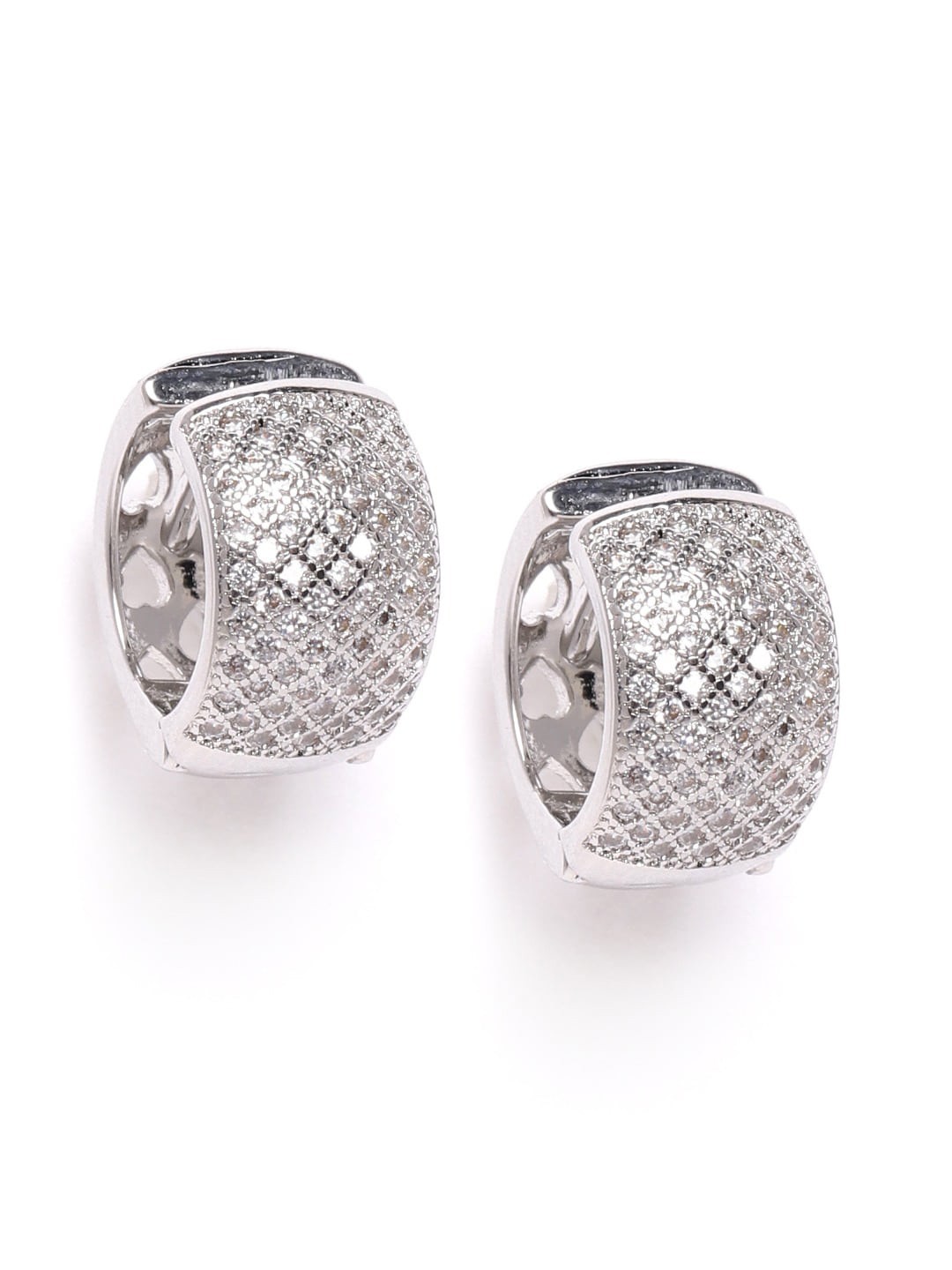 

Designs By Jewels Galaxy Silver-Plated Spherical Hoop Earrings
