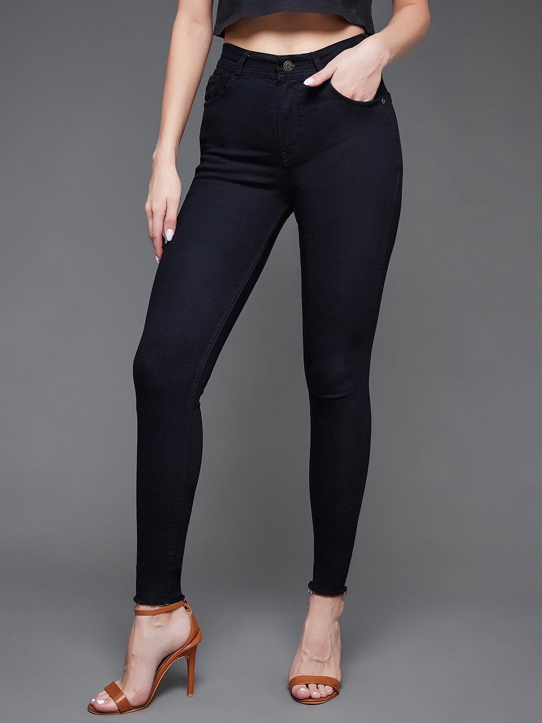 

Miss Chase Women Black Slim Fit High-Rise Jeans