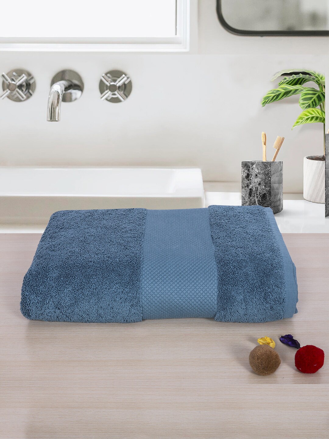 

RANGOLI Kids Blue Solid 380 GSM Pure Cotton Bath Towels