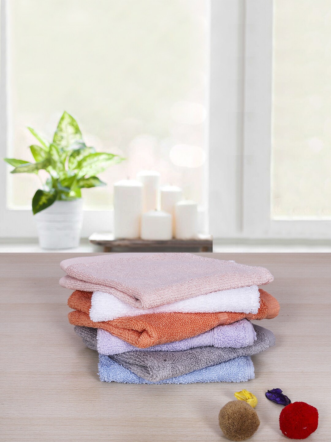 

RANGOLI Set Of 6 Assorted Solid Pure Cotton 380 GSM Towel Set, Na