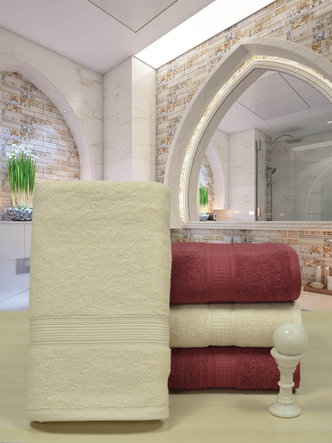 

RANGOLI Unisex Assorted Set Of 4 Solid Pure Cotton Bath Towels
