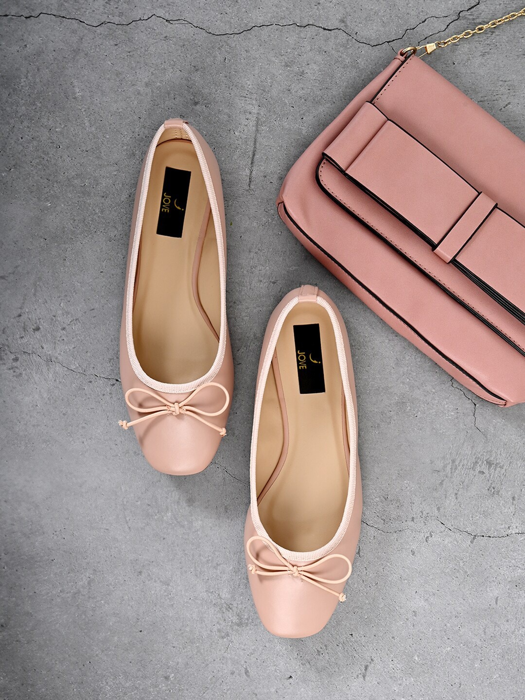 

Jove Women Nude-Coloured Ballerinas with Bows Flats