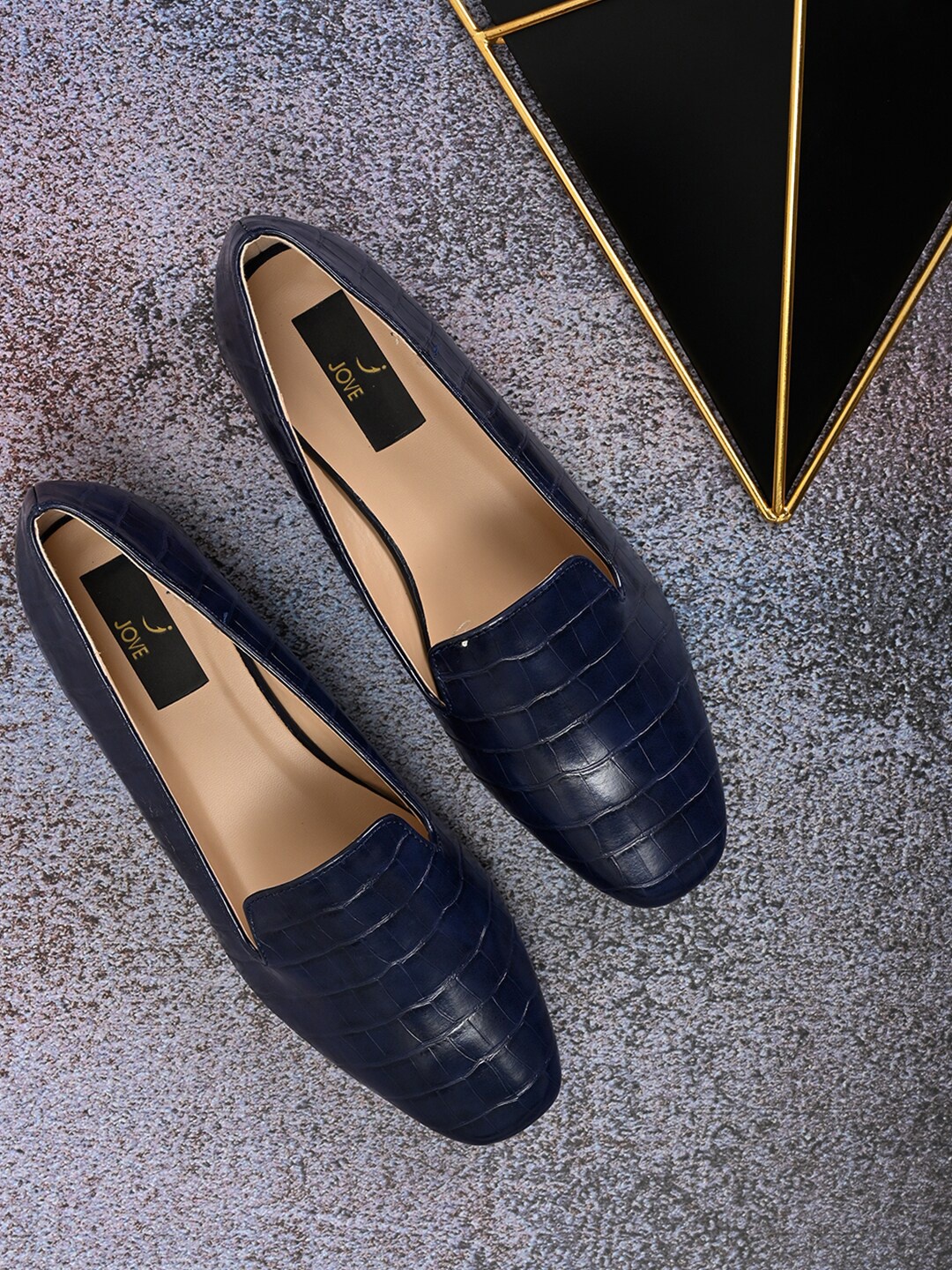 

Jove Women Navy Blue Textured Ballerinas Flats