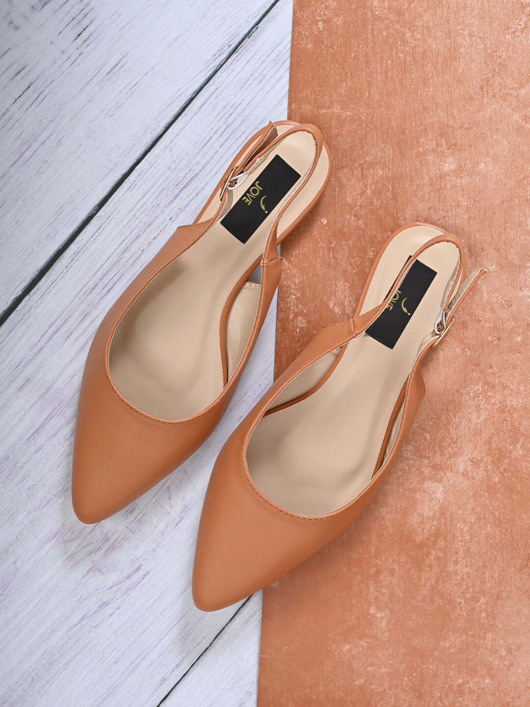 

Jove Women Tan Mules with Buckles Flats