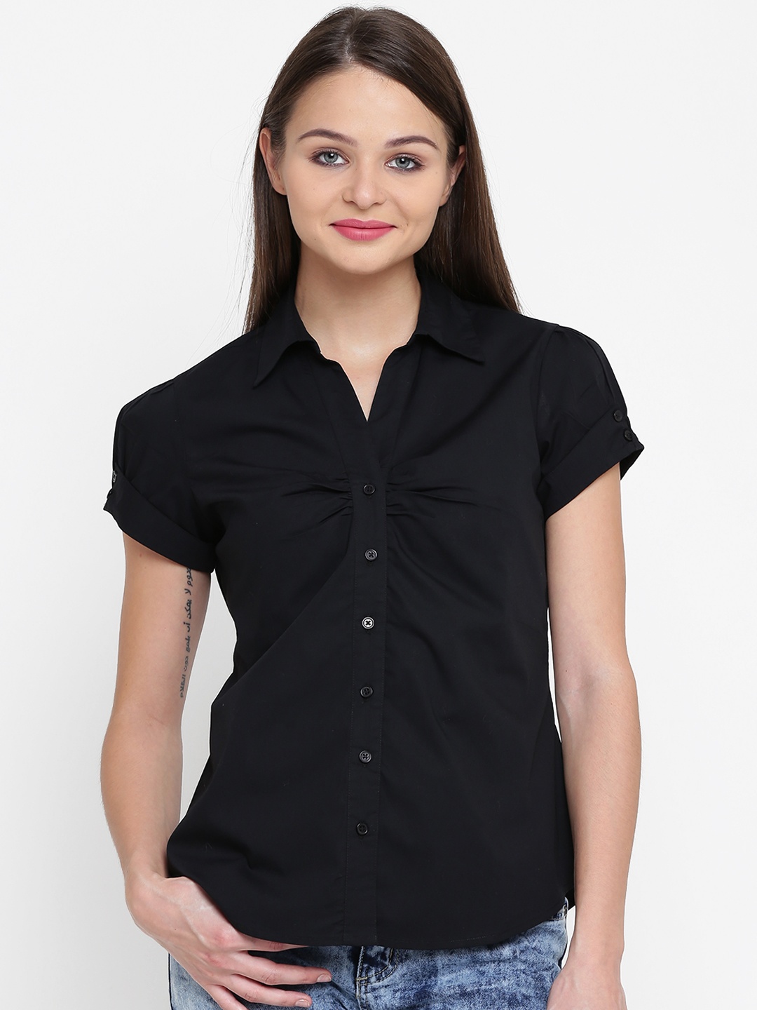 

Wills Lifestyle Women Black Regular Fit Solid Casual Shirt