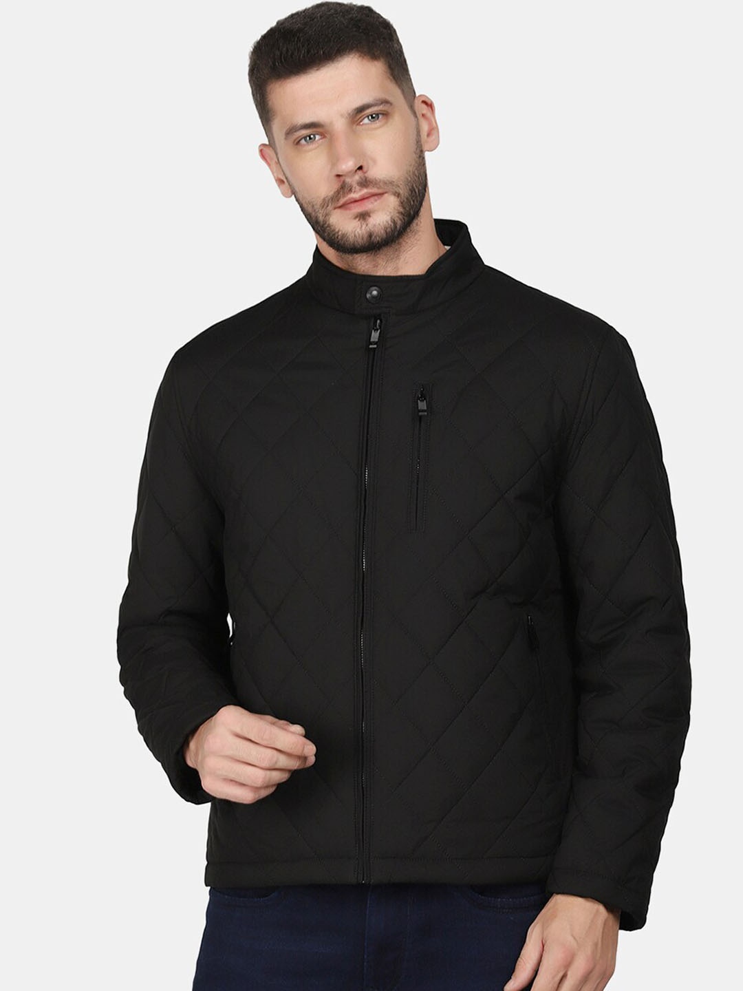 

Blackberrys Men Black Solid Quilted Jacket