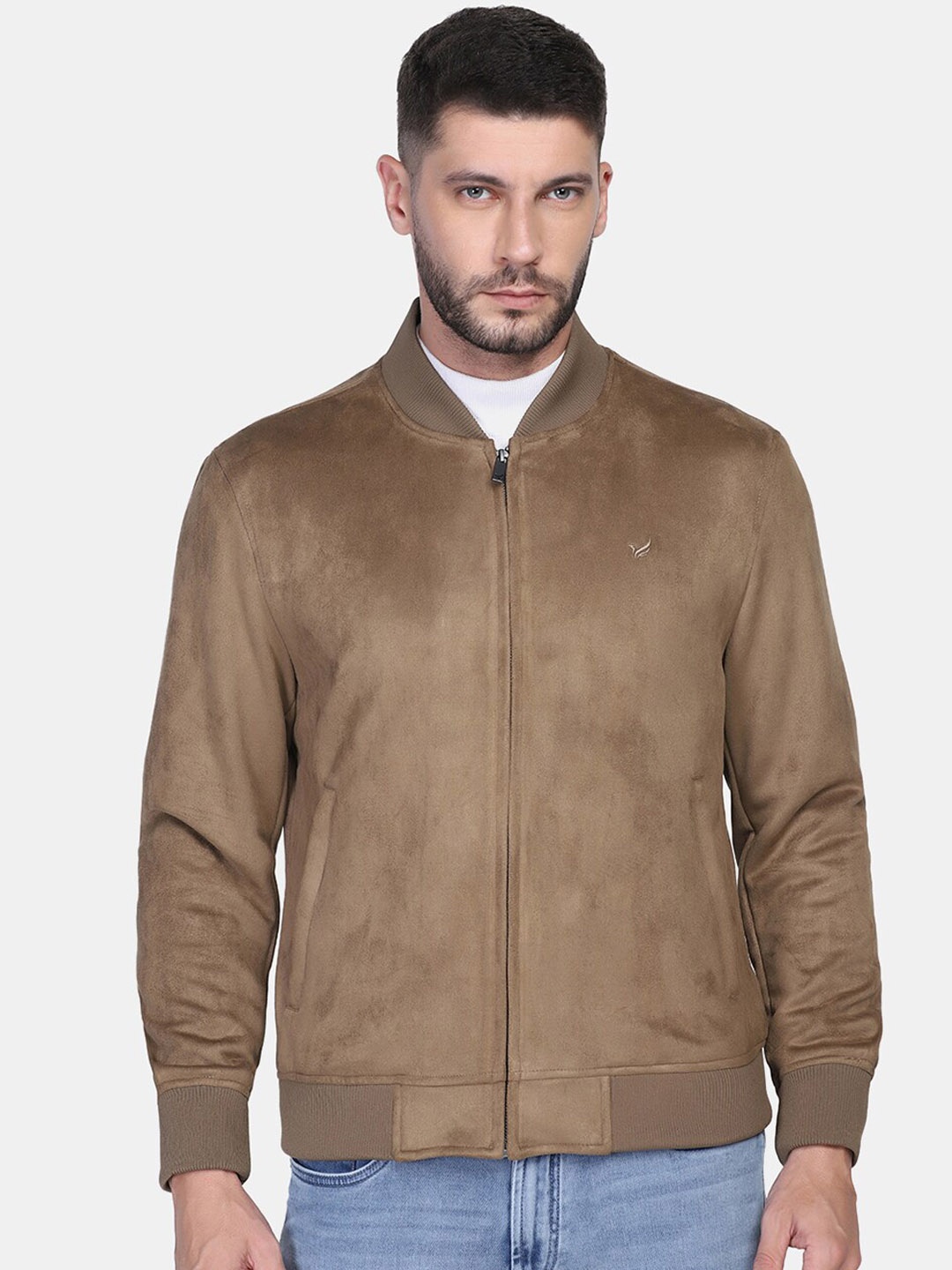 

Blackberrys Men Beige Solid Bomber Jacket