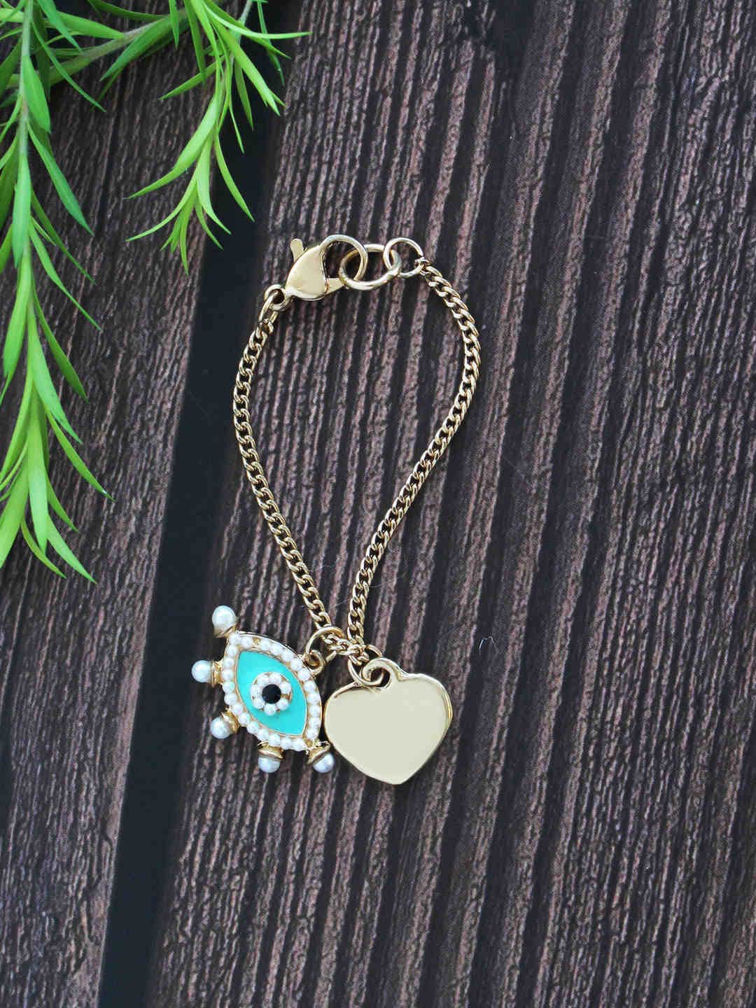 

Runway Ritual Rose Gold-Plated White Stone Studded Evil Eye Watch Charms