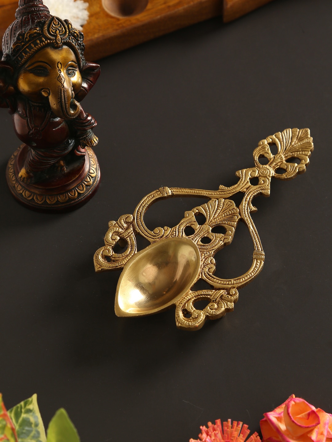 

Amoliconcepts Solid Brass Pooja spoon, Gold