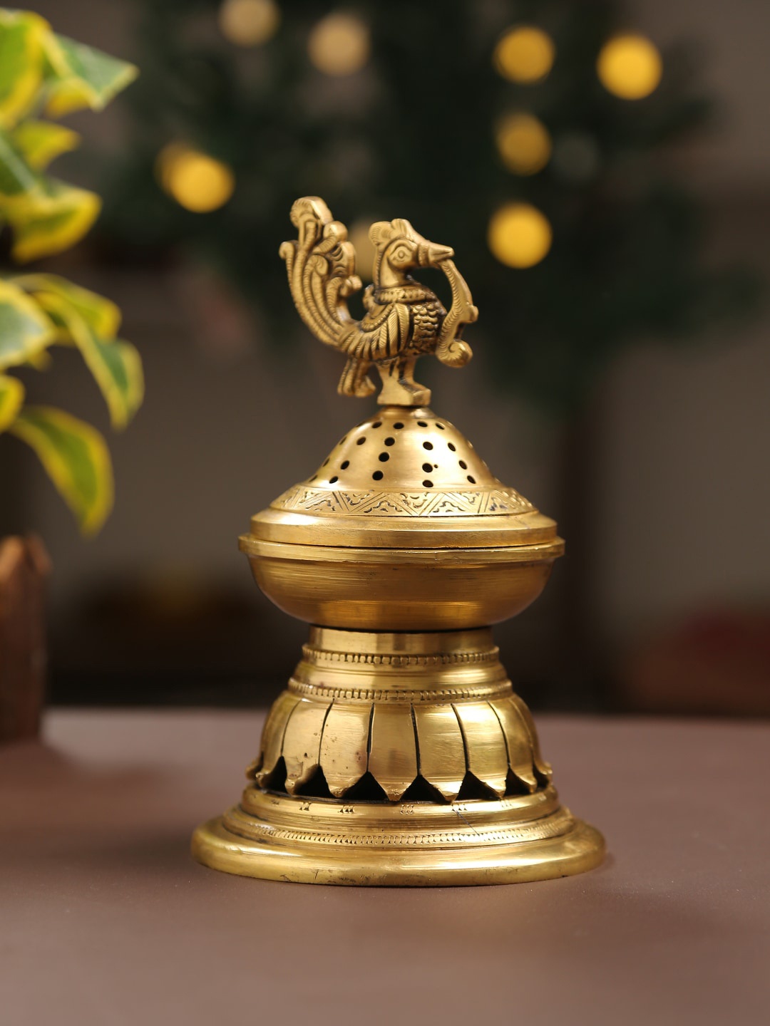 

Amoliconcepts Gold-Toned Peacock Brass Incense Burner