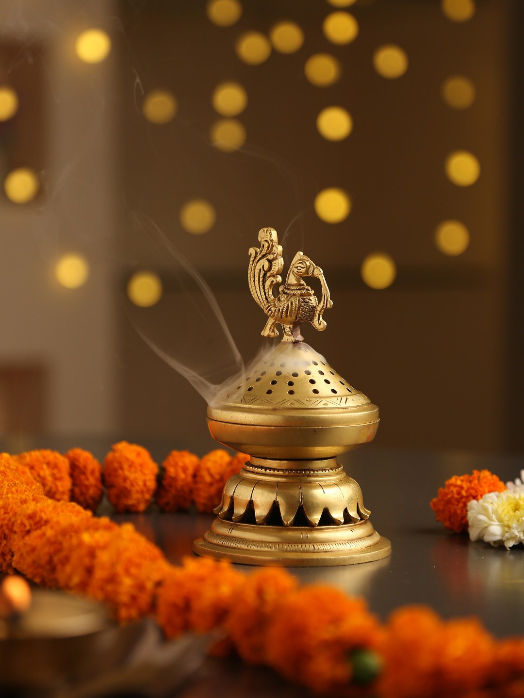 

Amoliconcepts Gold Peacock design incense stick holder