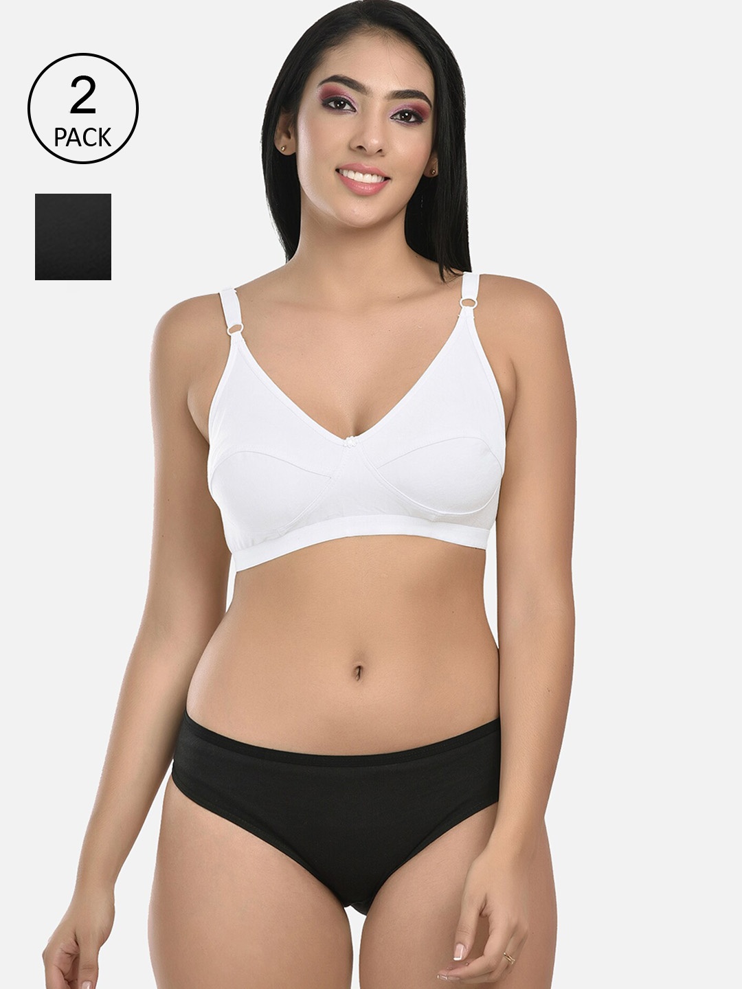 

StyFun Women Solid Cotton Lingerie Set, Black