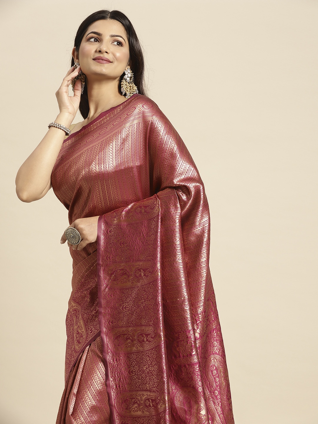 

Pothys Magenta Paisley Art Silk Banarasi Saree