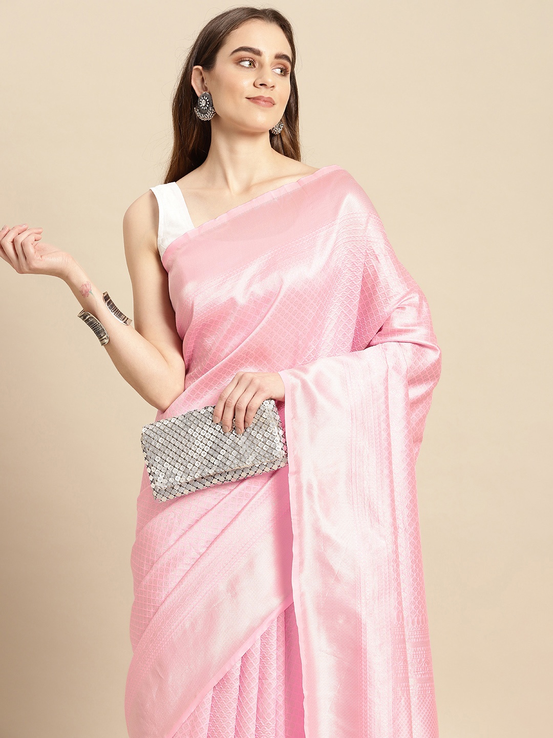 

Pothys Pink Art Silk Banarasi Saree