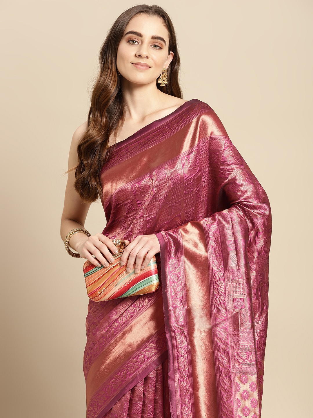 

Pothys Magenta Woven Design Art Silk Banarasi Saree