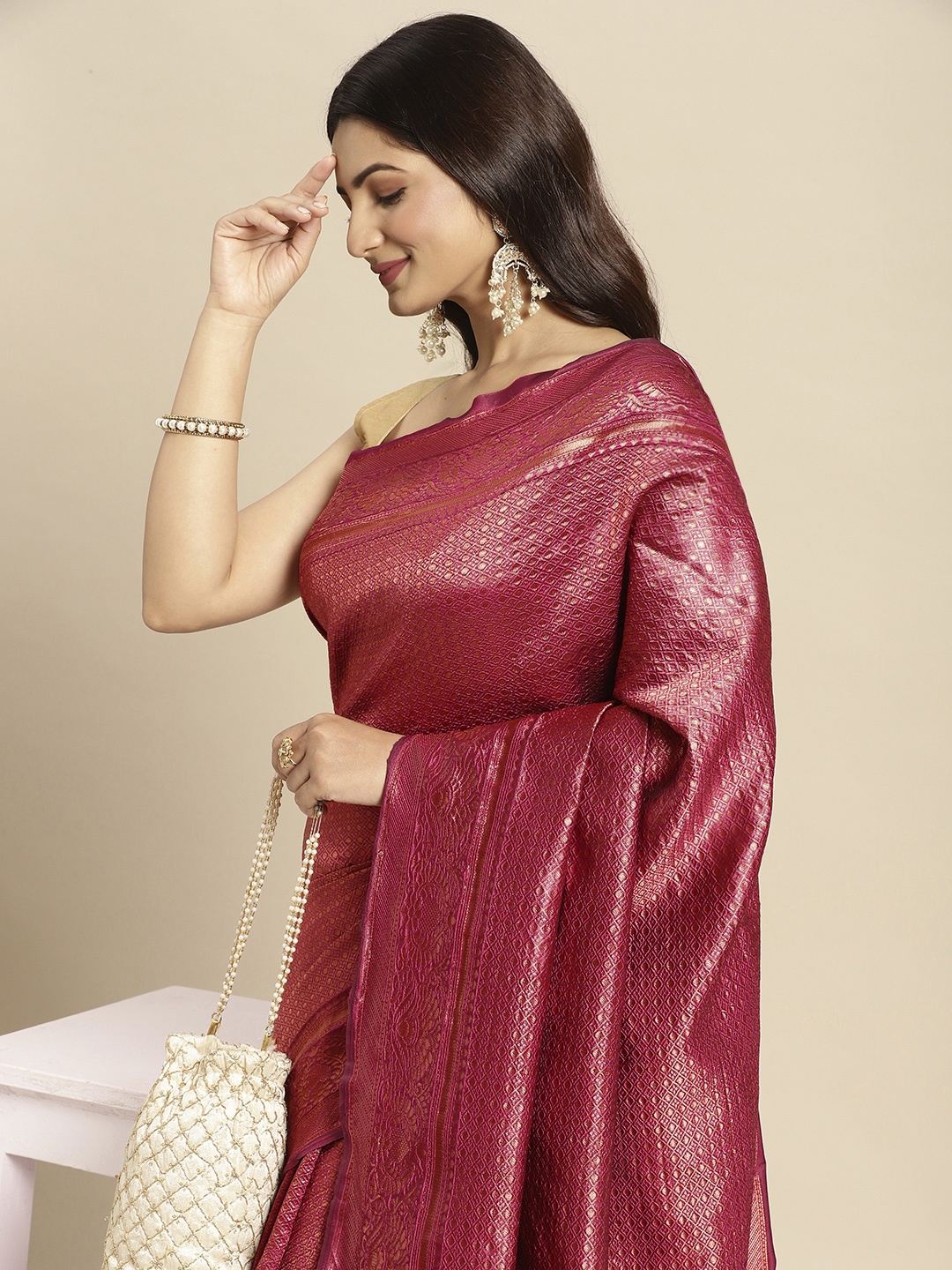 

Pothys Magenta Woven Design Art Silk Banarasi Saree