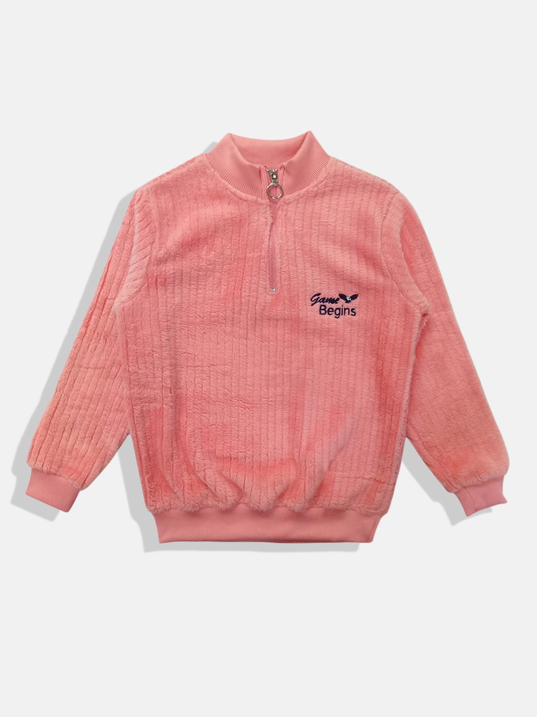 

GAME BEGINS Girls Premium Cotton Fleece Sweatshirt, Peach