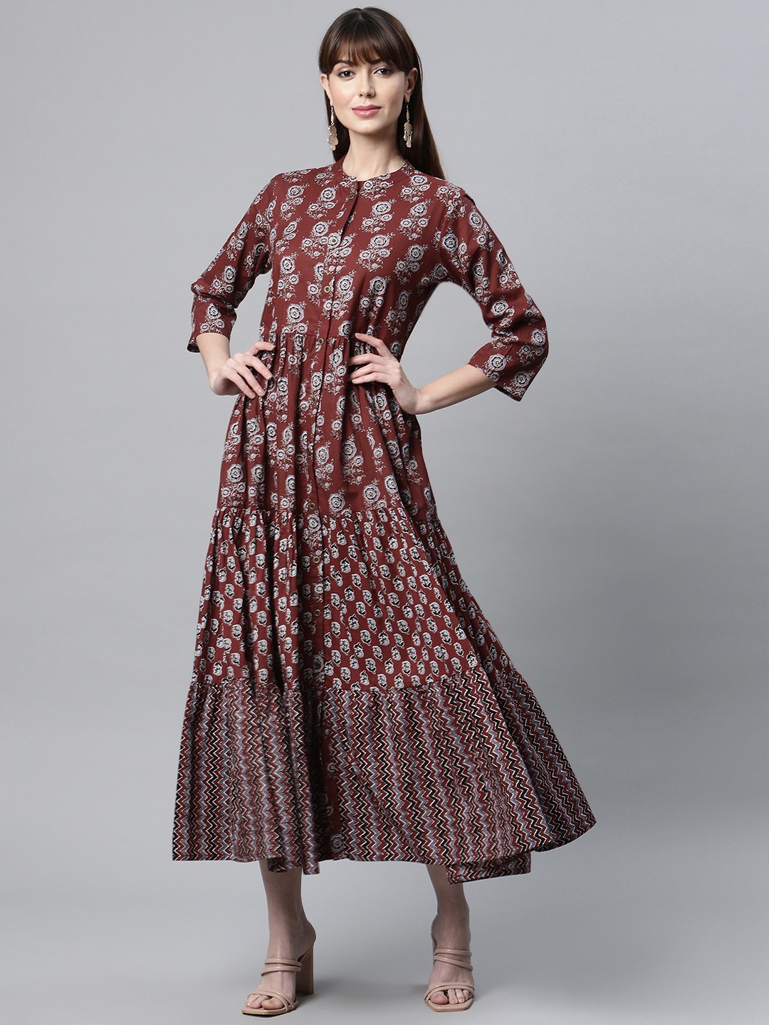 

Readiprint Fashions Maroon Floral Maxi Dress
