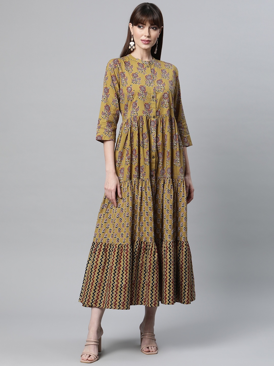 

Readiprint Fashions Green Floral Maxi Dress