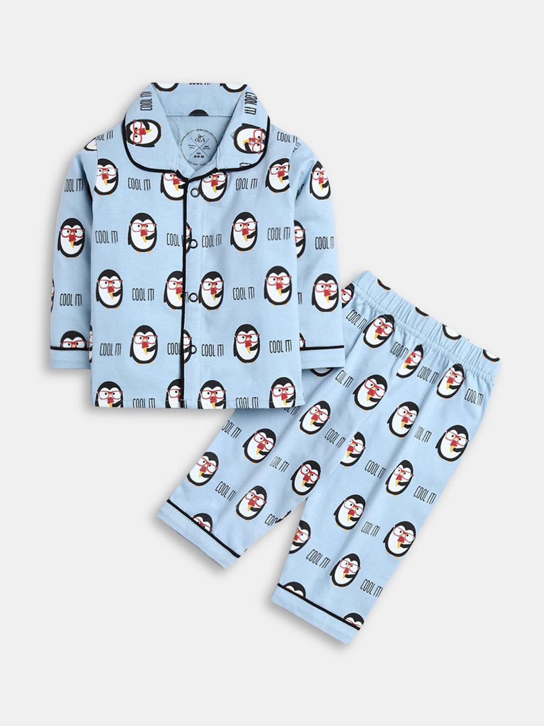 

Hopscotch Boys Blue & White Printed Night suit