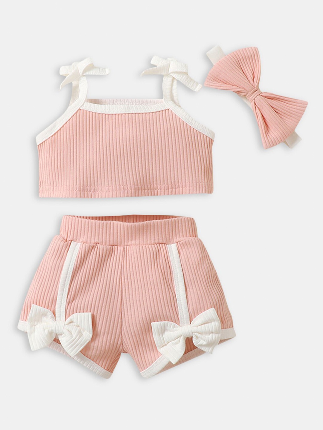 

Hopscotch Girls Pink & White Striped Top with Shorts