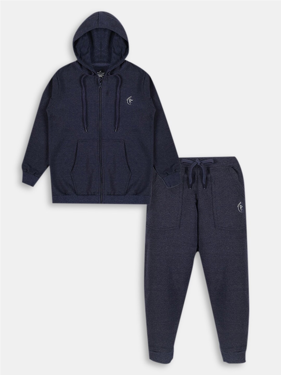

Hopscotch Kids Navy Blue Hooded Pure Cotton Sweatshirt & Joggers
