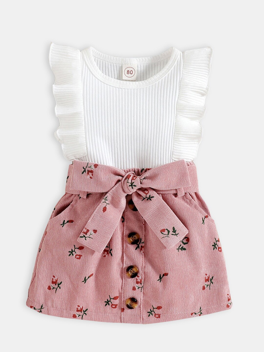 

Hopscotch Girls Pink & White Top with Skirt