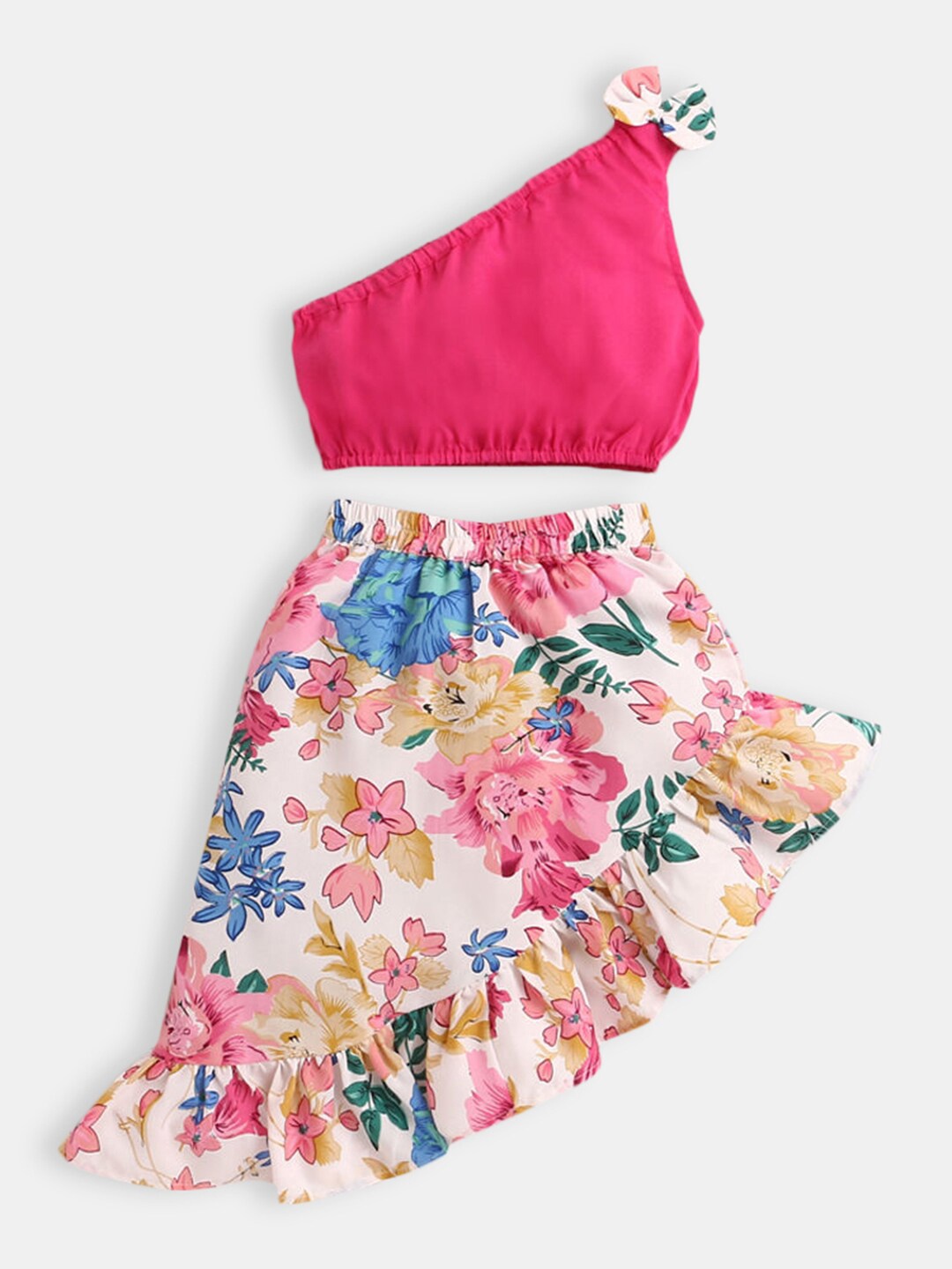 

Hopscotch Girls Magenta & White Top with Skirt